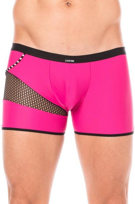 Boxer fushia résille noire design coté