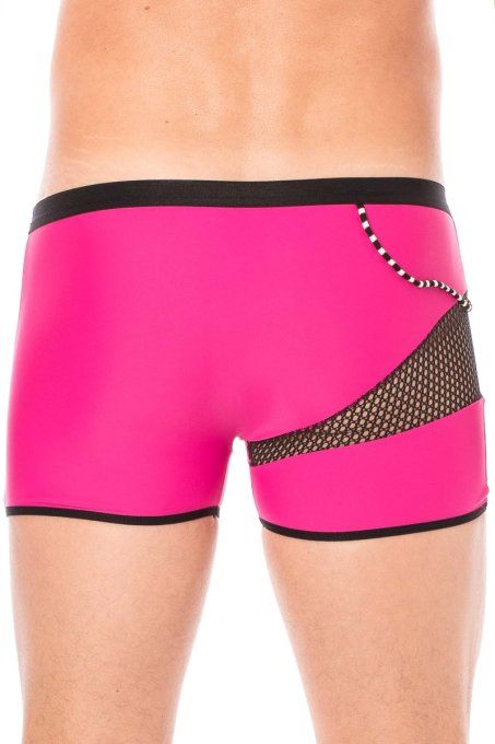 Boxer fushia résille noire design coté