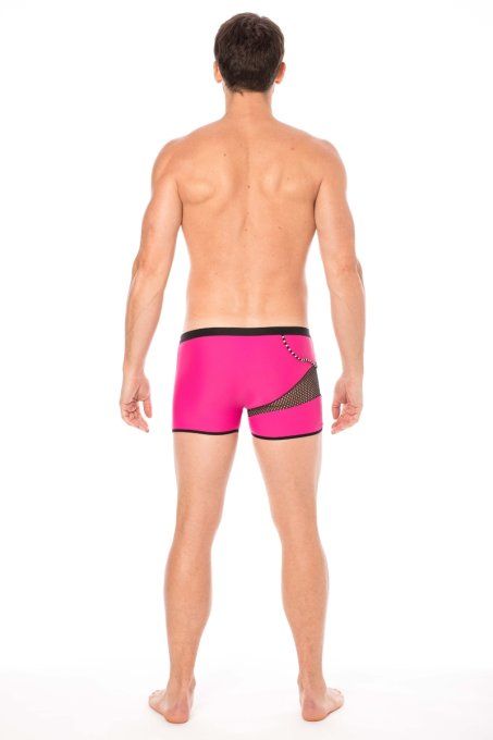 Boxer fushia résille noire design coté